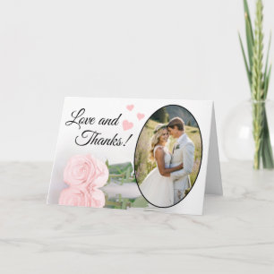 Kärlek & Tacksamhet Elegant Blush Rosa Ros Bröllop Tack Kort