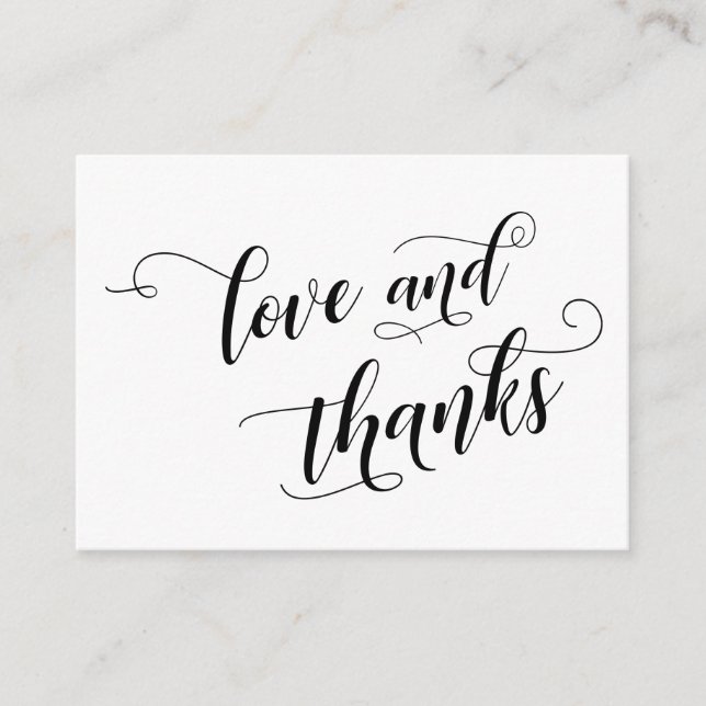 Kärlek & Tacksamhet Elegant Typografi Bröllopsgåva Tilläggskort (Framsida)