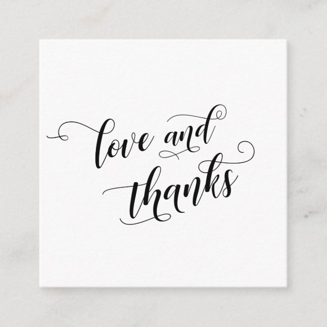 Kärlek & Tacksamhet Elegant Typografi Bröllopsgåva Tilläggskort (Framsida)