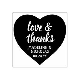 Kärlek & Tacksamhet Enkelt Hjärta Bröllop Tacksamt Stämpel