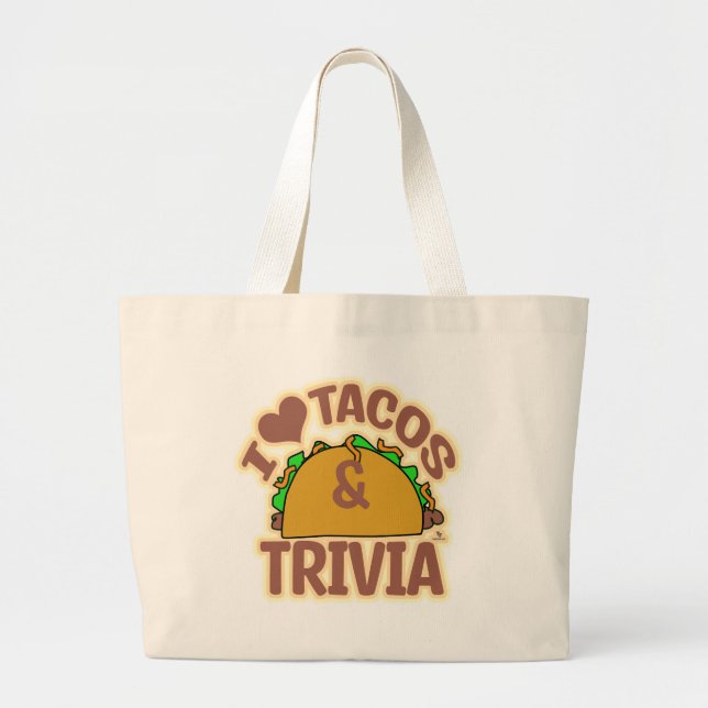 Kärlek Tacos och Trivia Spel Kul Design Jumbo Tygkasse (Framsidan)