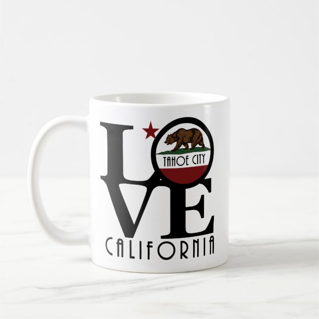 KÄRLEK Tahoe City, Kalifornien 11oz Kaffemugg (Vänster)