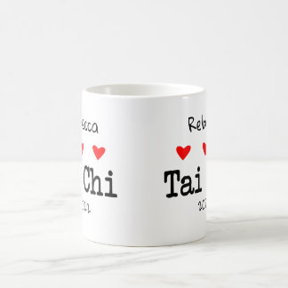 Kärlek Tai Chi Funny Quote med Red Hearts Kaffemugg