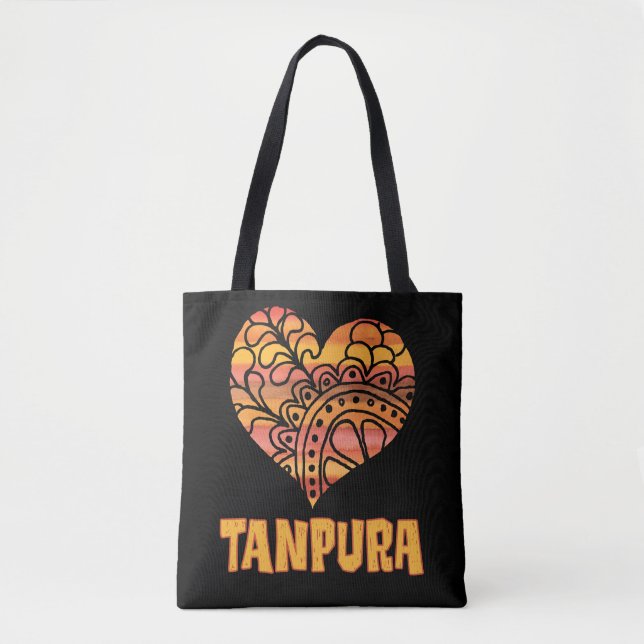 Kärlek Tanpura Orange Mandala Heart Indian Music Tygkasse (Framsida)