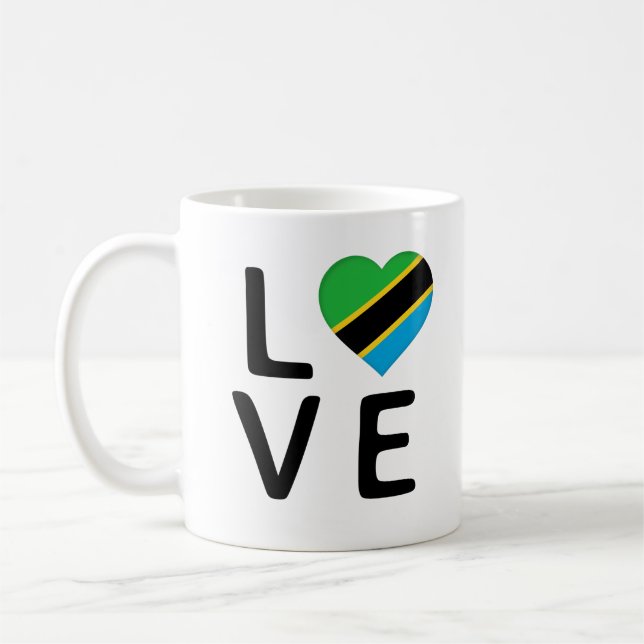Kärlek - Tanzania Flagga Kaffemugg (Vänster)