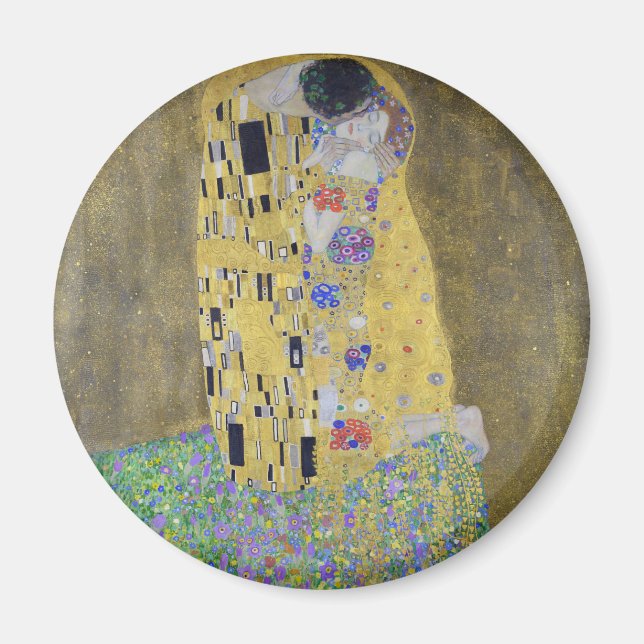 Kärlek Tapestry: A Kiss i Guld av Klimt Magnet (Framsidan)