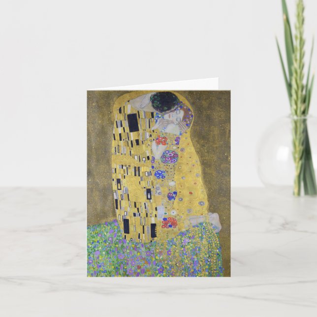 Kärlek Tapestry: A Kiss i Guld av Klimt Valentine Anteckningskort (Framsida)