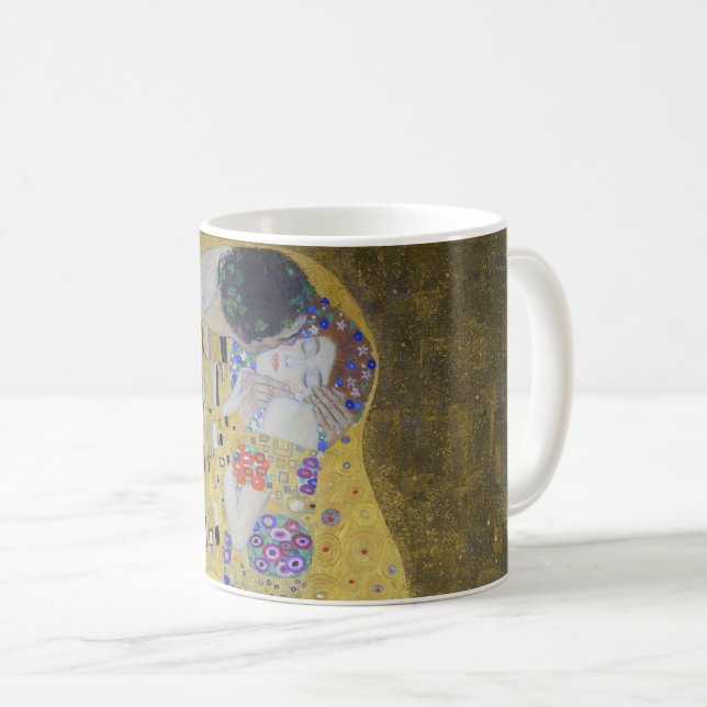 Kärlek Tapestry: A Kiss i Guld av Klimt Valentine Kaffemugg (Framsida höger)