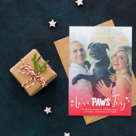 Kärlek Tass Joy - Red & White - Pets Julfoto Julkort