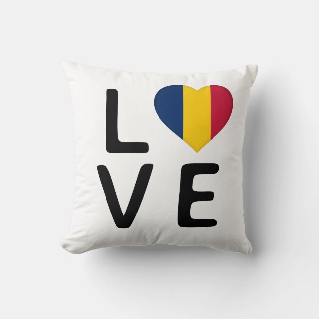 Kärlek - Tchad Flagga Kudde (Framsida)