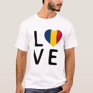 Kärlek - Tchad Flagga T Shirt