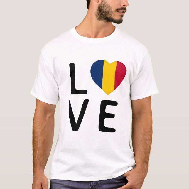 Kärlek - Tchad Flagga T Shirt (Framsida)