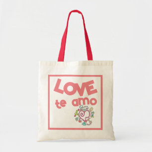 Kärlek te Amo Tote Bag Tygkasse