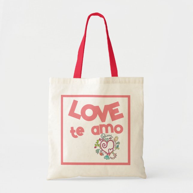 Kärlek te Amo Tote Bag Tygkasse (Framsidan)