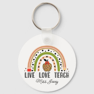 Kärlek Teach Inspire Rainbow Teacher-uppskattning Nyckelring