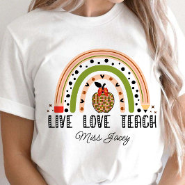 Kärlek Teach Inspire Rainbow Teacher-uppskattning T Shirt