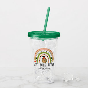 Kärlek Teach Inspire Rainbow Teacher-uppskattning Take Away Mugg