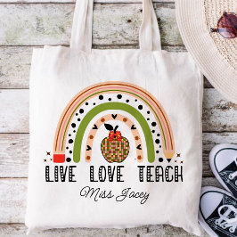 Kärlek Teach Inspire Rainbow Teacher-uppskattning Tygkasse