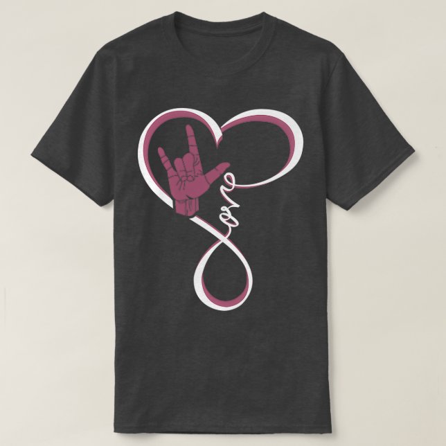 Kärlek teckenspråk Heart T Shirt (Design framsida)