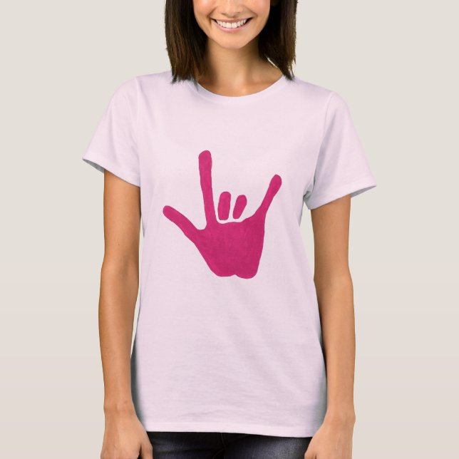 Kärlek-teckenspråk, rosa, skjortor t shirt (Framsida)
