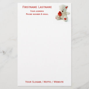 Kärlek Teddy Valentine anpassningsbar-skrivbord Brevpapper