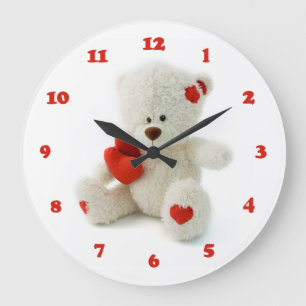 Kärlek Teddy Valentine-anpassningsbarnas väggklock Stor Klocka