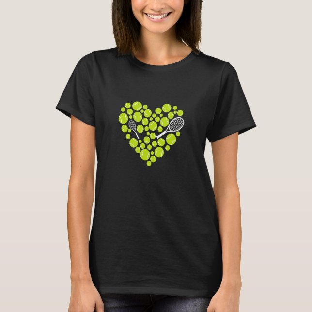 Kärlek Tennis Heart 1 T Shirt (Framsida)