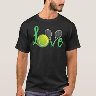 Kärlek Tennis Racket Boll Court Match Trainer Team T Shirt