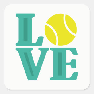 Kärlek tennis sport ord art roligt dekal fyrkantigt klistermärke