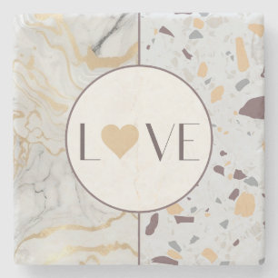 Kärlek Terrazzo Marble Stone Underlägg med Guld He