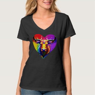 Kärlek Texas Longhorn Stänk_Art_Bull T Shirt