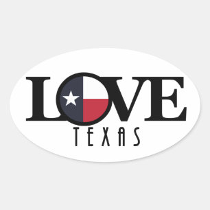 KÄRLEK Texas Ovalt Klistermärke