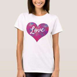 Kärlek Text Heart Shape Cascade of Färg T Shirt