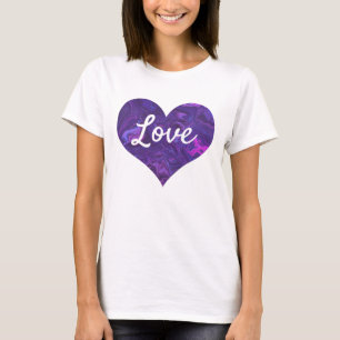 Kärlek Text Heart Shape Lila Marble T Shirt