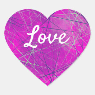 Kärlek Text Heart Shape Networking in Rosa Hjärtformat Klistermärke