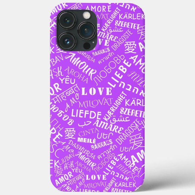 Kärlek Text iphone case flerspråkig Lila (Baksida)