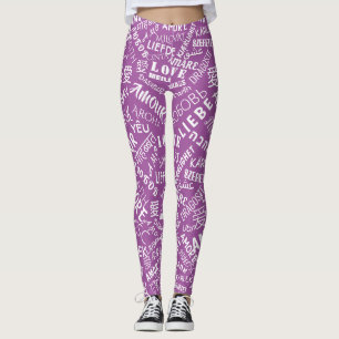 Kärlek Text Lila Leggings eller Välj Färg