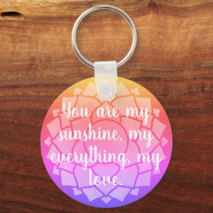 Kärlek Text Rainbow Flower Blommigt Chakra Reiki Y Nyckelring