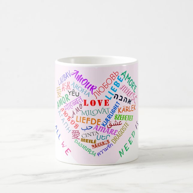 Kärlek-texttekaffe Mugg-gåva med hjärta Kaffemugg (Center)