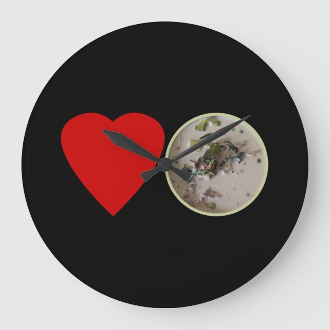 Kärlek Thai Grönt Curry ... Thailändska gatumaten Stor Klocka (Framsida)