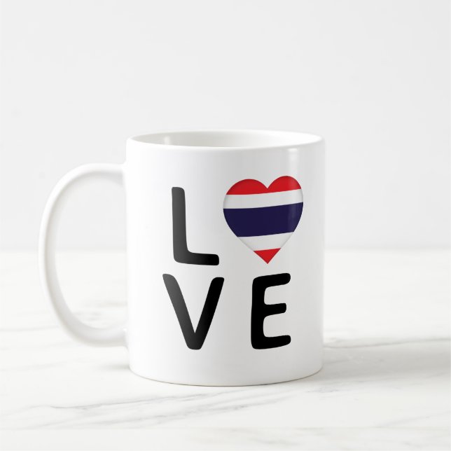 Kärlek - Thailand Flagga Kaffemugg (Vänster)