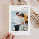 KÄRLEK & THANKS | Tack för bröllop-kortet<br><div class="desc">En modern design med ett foto. Du kan överföra din egen bild och redigera den. Texten och färg kan ge personlig.</div>
