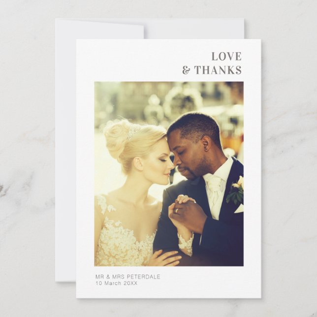 KÄRLEK & THANKS | Tack för ditt fotokort, bröllop (Framsida)