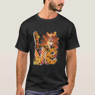 KÄRLEK Thanksgiving Cute Chihuahua turkey Pumpkin T Shirt