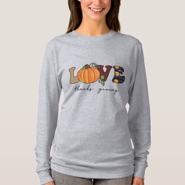 Kärlek Thanksgiving T Shirt (Framsida)