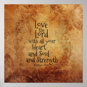 "Kärlek the Lord" Scripture Matthew 22, Vintage Poster