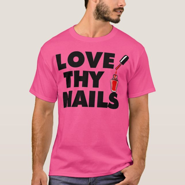 Kärlek Thy Naglar lustigt Nagel Tech Premium T Shirt (Framsida)