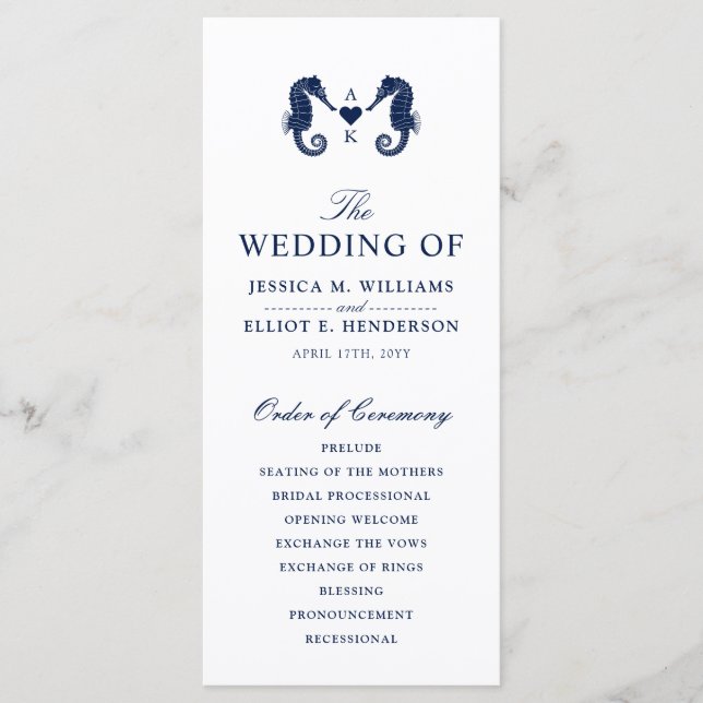 Kärlek Tide Seahorse Theter Monogram Program (Framsida)