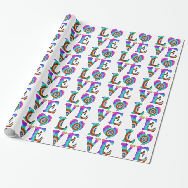 Kärlek Tie Dyed Wrapping Papper Presentpapper (Utrullad)