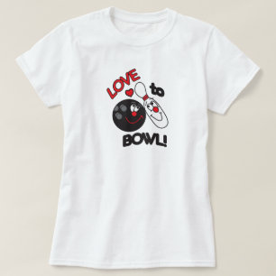 Kärlek till Bowl Bowling Pin och Boll T-shirt